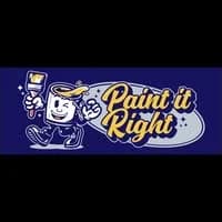 This is an image from Paint It Right company, located in Lansing, MI The image is a Paint It Right professional painting company logo with cheerful paint can mascot and bold lettering