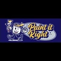 This is an image from Paint It Right company, located in Lansing, MI The image is a Paint It Right professional painting company logo with cheerful paint can mascot and bold lettering