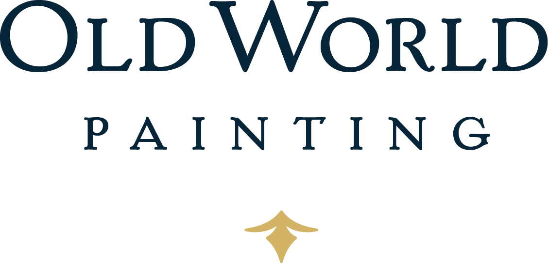 This is an image from Old World Painting, located in Pennsylvania. The logo for Old World Painting features dark serif lettering with a small gold decorative icon beneath the company name.