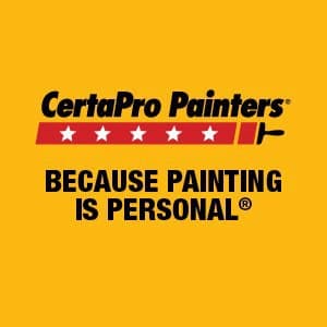 This is an image from CertaPro Painters of Rochester Southeast NY, located in New York. The logo for CertaPro Painters of Rochester Southeast NY features bold black text on a yellow background with a row of red stars and a paint roller graphic.