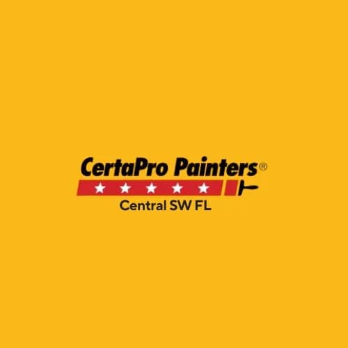 This is an image from CertaPro Painters of Central SW FL, located in Florida. The logo for CertaPro Painters of Central SW FL features bold black text with a red underline and star accents on a yellow background.