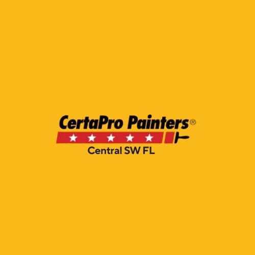 This is an image from CertaPro Painters of Central SW FL, located in Florida. The logo for CertaPro Painters of Central SW FL features bold black text with a red underline and star accents on a yellow background.