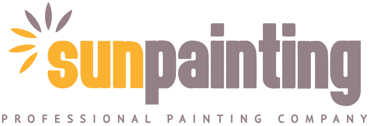 This is an image from Sunpainting, located in Illinois. The logo for Sunpainting features lowercase orange and gray text with a sunburst-style graphic and the words Professional Painting Company underneath.