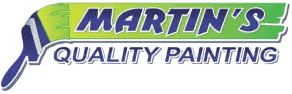 This is an image from Martin’s Quality Painting, located in North Carolina. The logo for Martin’s Quality Painting features a green and blue paintbrush design with bold blue text on a transparent background.