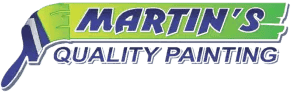 This is an image from Martin’s Quality Painting, located in North Carolina. The logo for Martin’s Quality Painting features a green and blue paintbrush design with bold blue text on a transparent background.