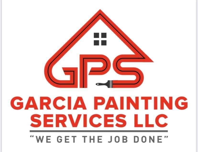 This is an image from Garcia Painting Services Painters In Topeka Lawrence Manhattan Kc. The image shows the Garcia Painting Services LLC logo featuring a red GPS-style house outline and a paintbrush graphic.