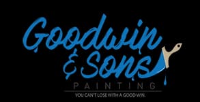 This is an image from Goodwin & Sons Painting, located in Arizona. The logo for Goodwin & Sons Painting features blue script lettering with a gray paint roller graphic behind the company name.