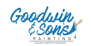 This is an image from Goodwin & Sons Painting, located in Arizona. The logo for Goodwin & Sons Painting features blue script lettering with a gray paint roller graphic behind the company name.