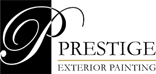 This is an image from Prestige Exterior Painting LLC, located in Kansas. The logo for Prestige Exterior Painting LLC features elegant black typography with a scripted capital “P” and refined serif lettering that reflects a professional exterior painting brand.