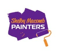 This is an image from Shelby Macomb Painters, located in Michigan. The logo for Shelby Macomb Painters features purple lettering and a paint roller graphic on a white background.