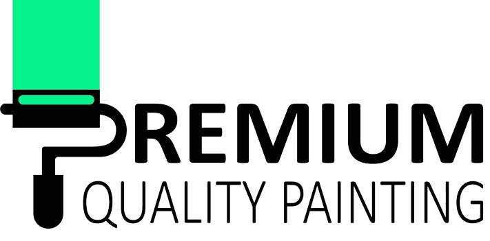 This is an image from Premium Quality Painting, located in New Jersey. The logo for Premium Quality Painting features a clean black wordmark with a bright green paint roller graphic emphasizing professional painting services.