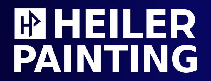 This is an image from Heiler Painting, located in Pennsylvania. The logo for Heiler Painting features bold white capital lettering on a dark blue background with a clean, modern design.