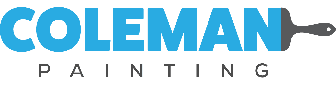 This is an image from Coleman Painting, located in Arizona. The logo for Coleman Painting features bold blue text with a gray paintbrush graphic forming part of the company name.