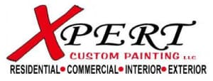This is an image from Xpert Custom Painting LLC, located in Ohio. The logo for Xpert Custom Painting LLC features bold red and black text with a stylized red “X” and service descriptors highlighting residential, commercial, interior, and exterior painting.