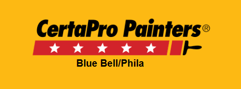 This is an image from CertaPro Painters of Blue Bell/Phila, located in Pennsylvania. The logo for CertaPro Painters of Blue Bell/Phila features bold black text with a red stripe, white stars, and a paintbrush graphic.