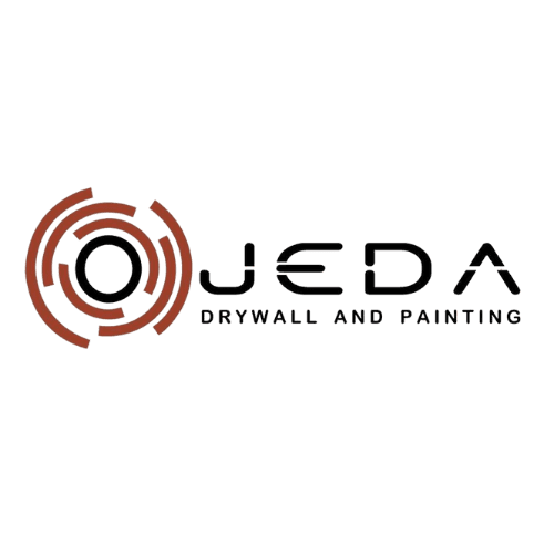 This is an image from Ojeda Drywall and Painting, located in Minnesota. The logo for Ojeda Drywall and Painting features a circular red graphic design with bold black lettering and the words drywall and painting beneath the company name.