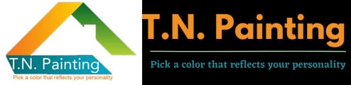 This is an image from T.N. Painting, located in Ohio. The logo for T.N. Painting features a stylized green and orange roofline graphic above the company name with the tagline Pick a color that reflects your personality.