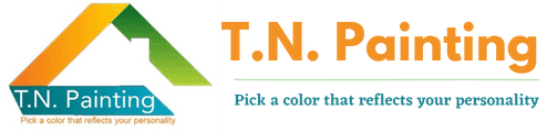 This is an image from T.N. Painting, located in Ohio. The logo for T.N. Painting features a stylized green and orange roofline graphic above the company name with the tagline Pick a color that reflects your personality.