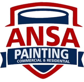 This is an image from ANSA Painting, located in Arizona. The logo for ANSA Painting features bold red and white lettering on a blue shield design with commercial and residential painting text.