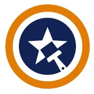 This is an image from Constable DFW Painting, located in Texas. The logo for Constable DFW Painting features a white star and paint roller icon set against a navy circle with an orange outer ring.