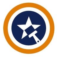 This is an image from Constable DFW Painting, located in Texas. The logo for Constable DFW Painting features a white star and paint roller icon set against a navy circle with an orange outer ring.