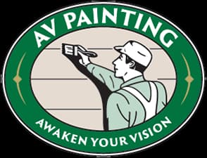 This is an image from AV Painting, located in Washington. The logo for AV Painting features a painter using a spray gun inside a green oval design with the text “Awaken Your Vision.”