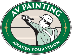 This is an image from AV Painting, located in Washington. The logo for AV Painting features a painter using a spray gun inside a green oval design with the text “Awaken Your Vision.”