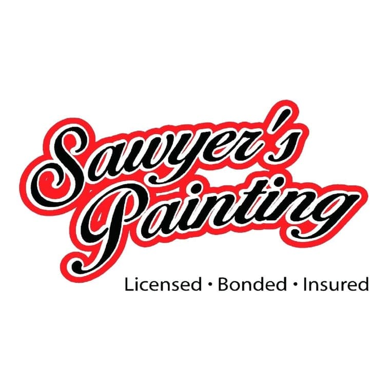 This is an image from Sawyer's Painting, located in Washington. The logo for Sawyer's Painting features black script lettering with a bold red outline and the words Licensed, Bonded, Insured below.