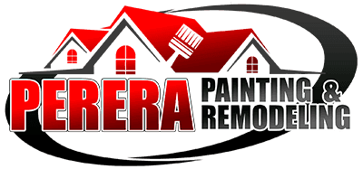 "This is an image from Perera Painting & Remodeling, located in Texas. The logo for Perera Painting & Remodeling features bold red and black text with stylized roofline graphics above the company name."