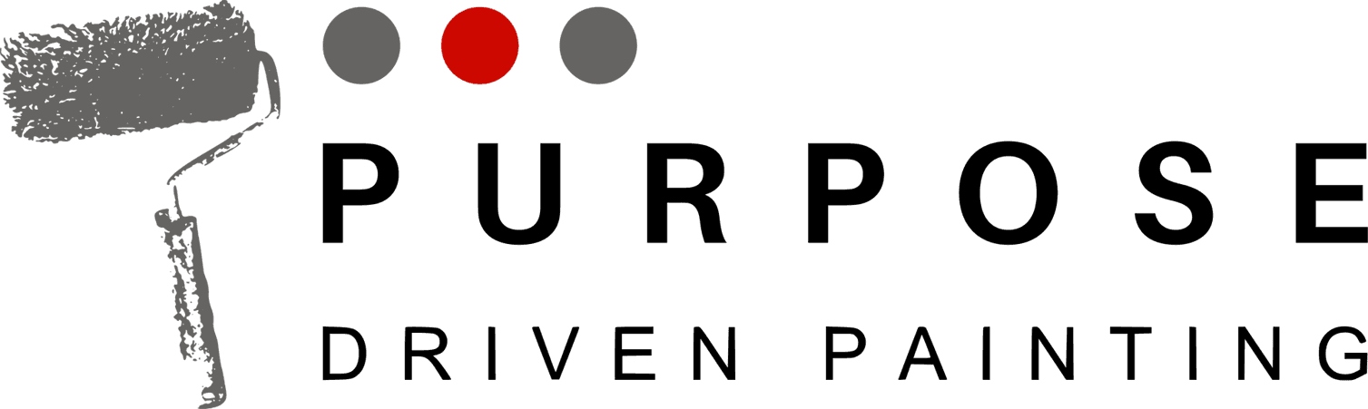 This is an image from Purpose Driven Painting, located in Ohio. The logo for Purpose Driven Painting features a paint roller graphic with neutral gray tones and circular color accents, representing professional residential painting services.