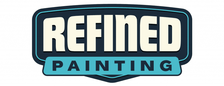 This is an image from Refined Painting, located in Washington. The logo for Refined Painting features bold cream lettering on a dark blue badge with a teal accent banner.