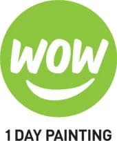 Logo for WOW 1 DAY PAINTING Asheville, a painting company in Asheville, NC.