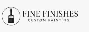 This is an image fromFine Finishes Custom Painting, located in North Carolina. This is a logo for Fine Finishes Custom Painting, featuring a paintbrush inside a circle with the company name in bold text.