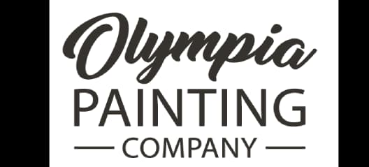 This is an image from Olympia Painting Company, located in Washington. The logo for Olympia Painting Company features black script and block lettering with a simple horizontal line design.