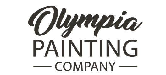 This is an image from Olympia Painting Company, located in Washington. The logo for Olympia Painting Company features black script and block lettering with a simple horizontal line design.