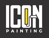 This is an image from Icon Painting, located in Wisconsin. The logo for Icon Painting features bold modern lettering with a paint roller graphic integrated into the design, representing professional residential and commercial painting services.