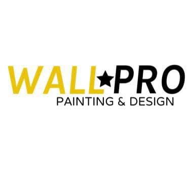 This is the logo for WallPro Painting & Design. The design features bold yellow and black text with a star element, emphasizing the company’s focus on professional painting and design services.