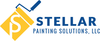 This is an image from Stellar Painting Solutions LLC, located in North Carolina. The logo for Stellar Painting Solutions LLC features a yellow paint roller forming an 'S' shape next to bold blue text spelling out the company name.