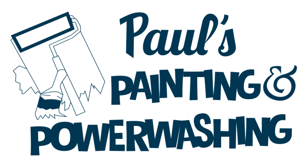 This is an image from Paul’s Painting & Powerwashing, located in New Jersey. The logo for Paul’s Painting & Powerwashing features bold blue lettering with a paint roller graphic representing painting and power washing services.