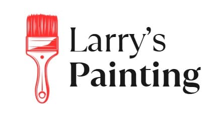 This is an image from Larry’s Painting. The image shows a company logo featuring a red paintbrush icon alongside the business name in bold black lettering.