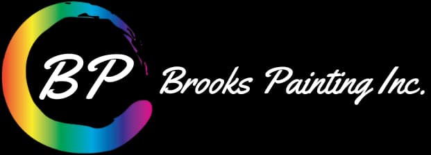This is an image from Brooks Painting, located in California. The image is the Brooks Painting company logo featuring a circular multicolor brushstroke design with the letters BP inside.