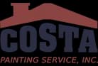 This is the logo of Costa Painting Service MA. The design features a red roofline above bold blue text, symbolizing professional painting and home improvement services in Massachusetts.