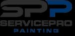 This is an image from Service Pro Painting, located in Nebraska. The logo for Service Pro Painting features bold SPP lettering with gray and blue text for the painting company.
