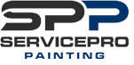 This is an image from Service Pro Painting, located in Nebraska. The logo for Service Pro Painting features bold SPP lettering with gray and blue text for the painting company.