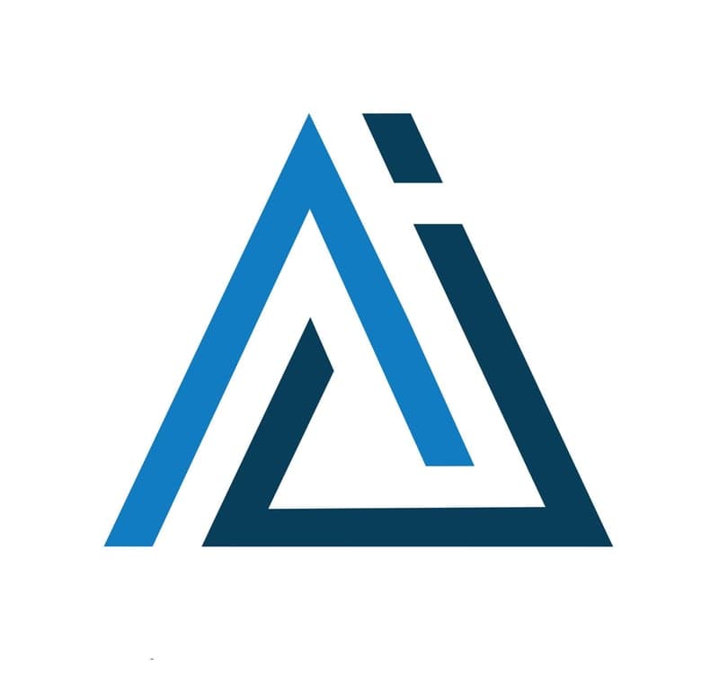 This is an image from AJ Painting, located in Maine. The logo for AJ Painting features a stylized geometric letter “A” design in blue and dark navy tones with a clean, modern appearance.