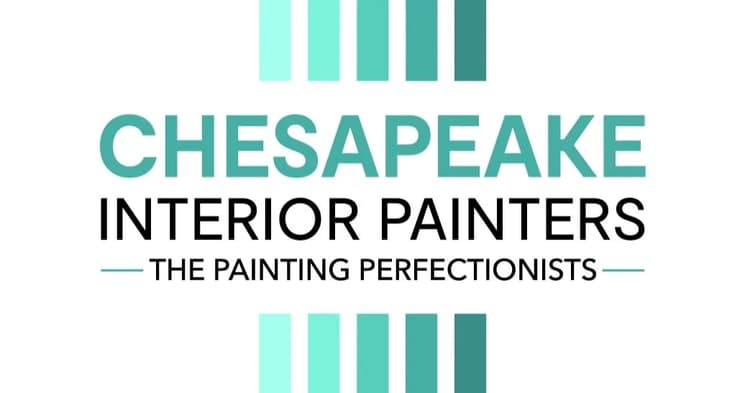 This is an image from Chesapeake Interior Painters, located in Maryland. The logo for Chesapeake Interior Painters features teal vertical bars surrounding bold turquoise and black text emphasizing their painting services.