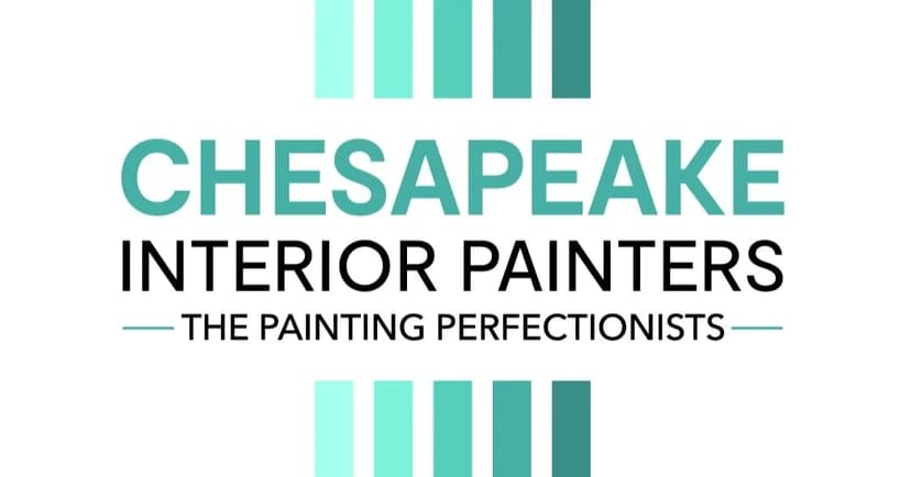 This is an image from Chesapeake Interior Painters, located in Maryland. The logo for Chesapeake Interior Painters features teal vertical bars surrounding bold turquoise and black text emphasizing their painting services.