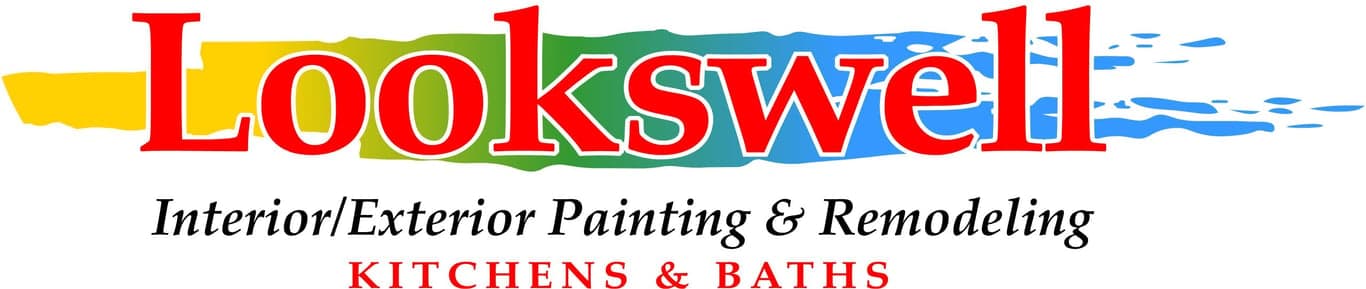 This is an image from Lookswell Painting Inc, located in Illinois. The logo for Lookswell Painting Inc features large red Lookswell text over a multicolor paint stroke design with interior/exterior painting and remodeling service text below.