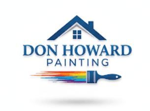 This is an image from Don Howard Painting, located in Ohio. The logo for Don Howard Painting features a blue house roofline above the company name with a paintbrush creating a colorful streak.