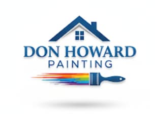 This is an image from Don Howard Painting, located in Ohio. The logo for Don Howard Painting features a blue house roofline above the company name with a paintbrush creating a colorful streak.